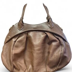 Brown leather handbag with adjustable